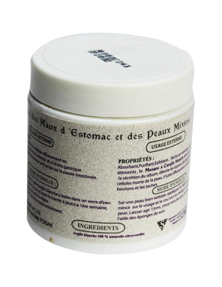 Action totale Masque à l'argile blanche ultra ventillé, double usage interne et externe 150g